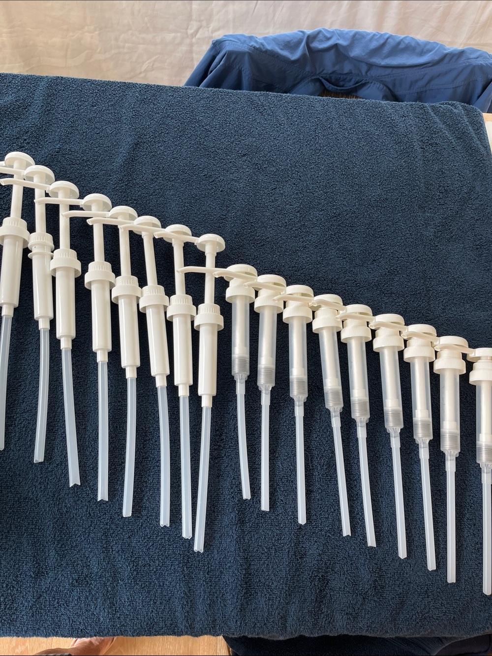 Lot of White Plastic Liquid Pump Dispensers